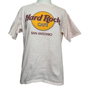 Hard Rock Cafe San Antonio Vintage Graphic T-Shirt Distressed Light Pink Medium